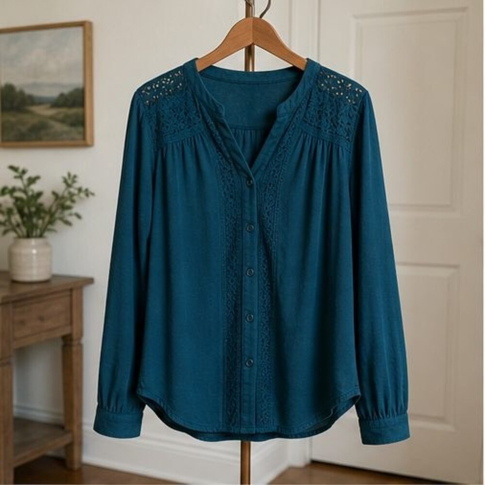 Teal Pleated Blouse